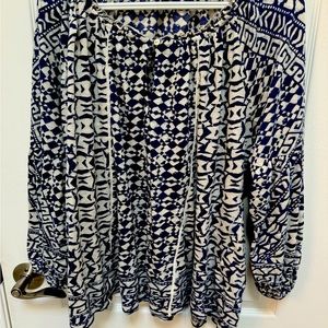 Lucky Brand blue and off white top, Size Large